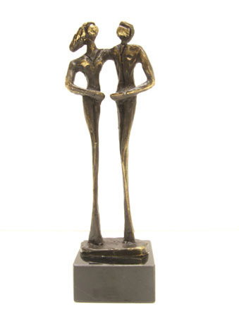 Sculpture en bronze "Attention à l'autre"