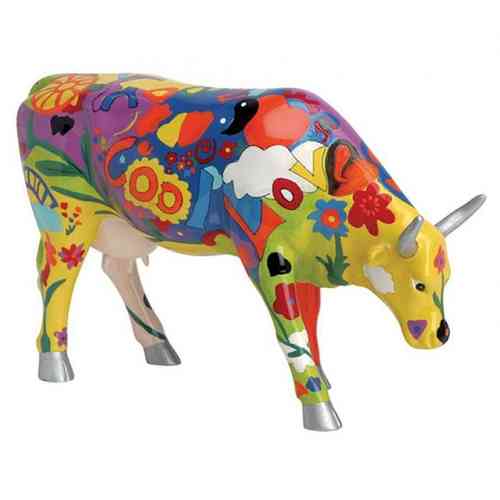 Décorative vache d'art de CowParade 'Groovy Moo'.