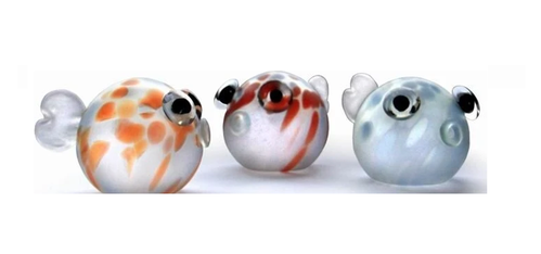 Deco Frosted Glass Sculpture 'Puffer Fish'
