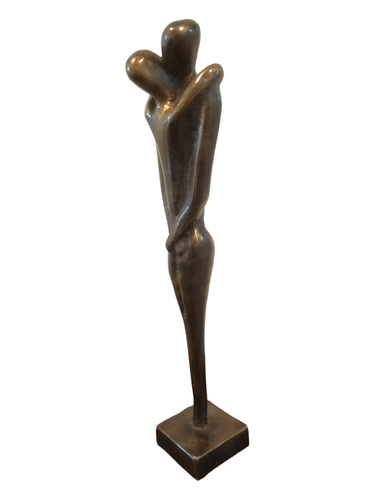 Statue moderne en bronze 'Couple amoureux'