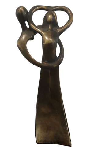 Statue en bronze 'Deux coeurs'