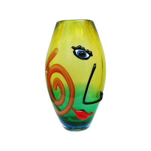 Glass vase 'Green Face'