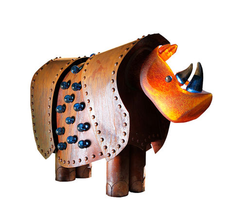 Borowski glazen deco design tuinverlichting 'Rhino' Neushoorn