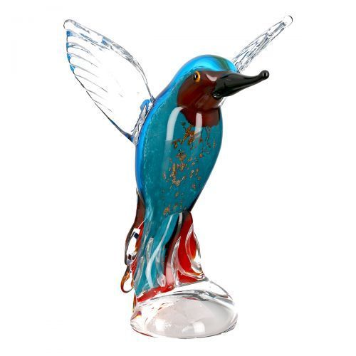 Glass deco object 'Elegant kingfisher'.