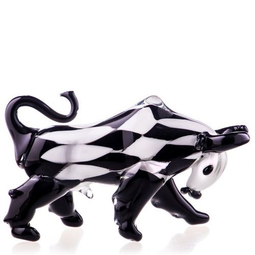 Bull of glass 'black and white' small