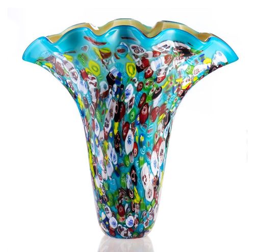 Vase bleu avec motif floral